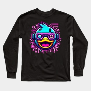 neon cyberpunk duck graphic Long Sleeve T-Shirt